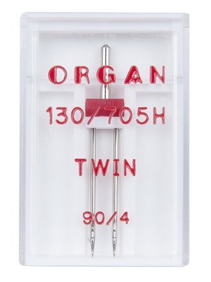 Иглы Organ двойные, №90/4, 1 шт.