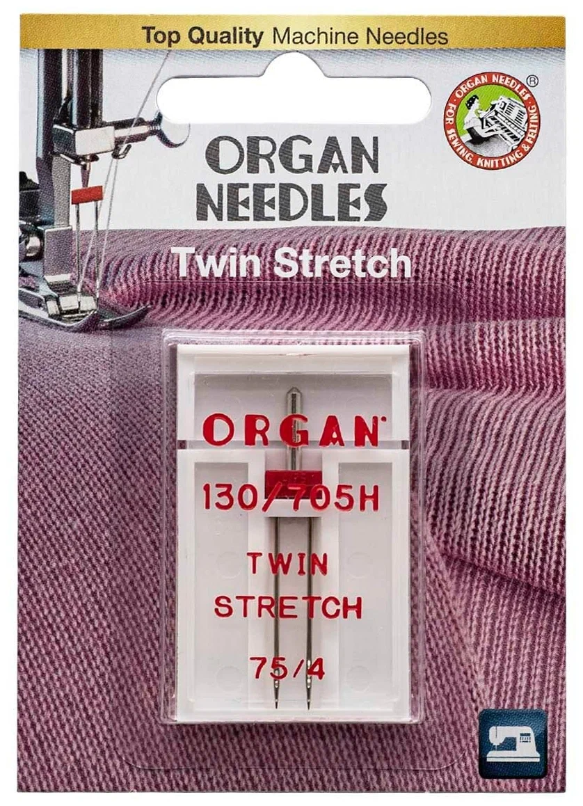 Иглы Organ двойные стрейч, № 75/4, 1 шт.