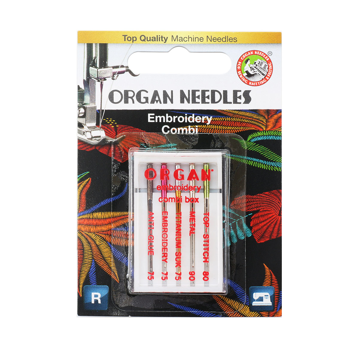 Иглы Organ Embroidery Combi Box, №75-90, 5 шт.