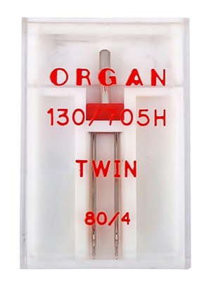 Иглы Organ двойные, №80/4, 1 шт.